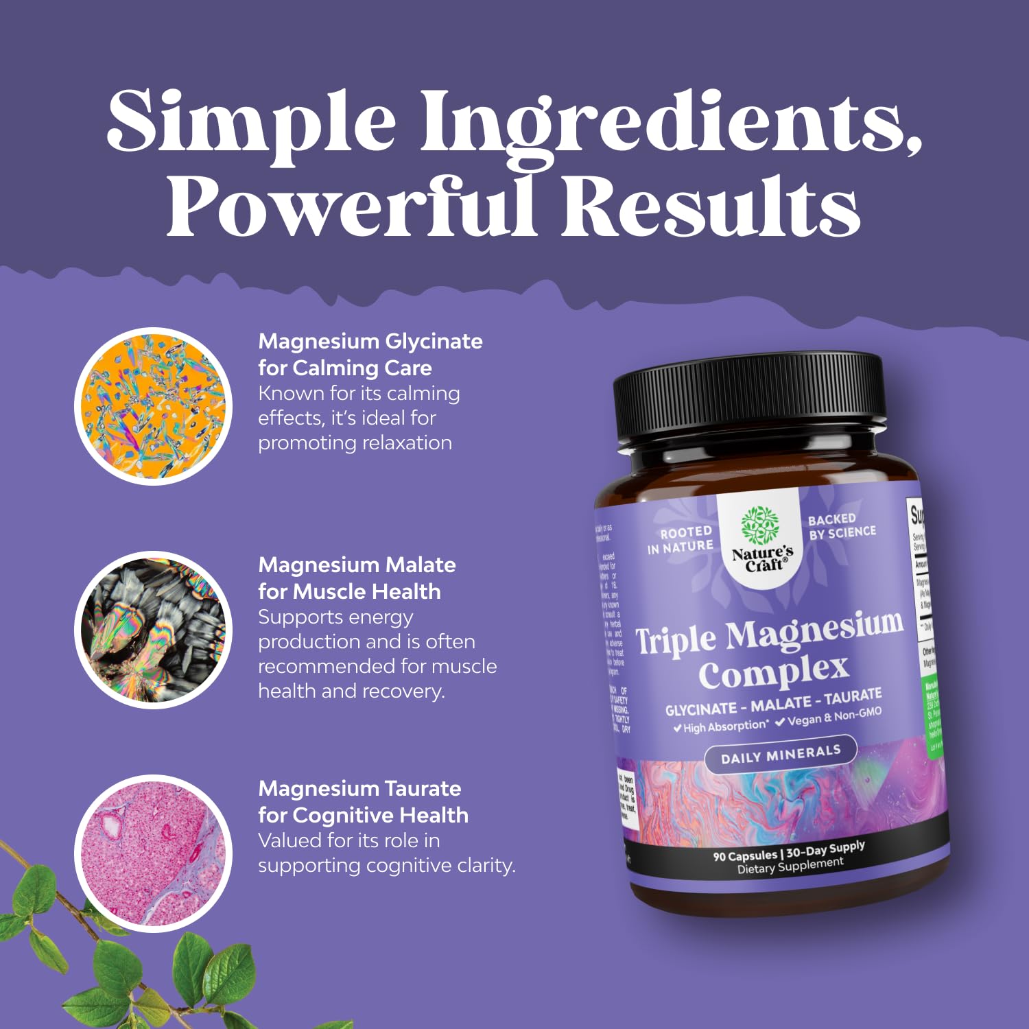 Triple Magnesium Complex 400mg w Magnesium Glycinate Taurate Malate - 180ct | Magnesium triple complex for women and men with magnesium taurate glycinate malate blend Magnesio Gsupps Australia