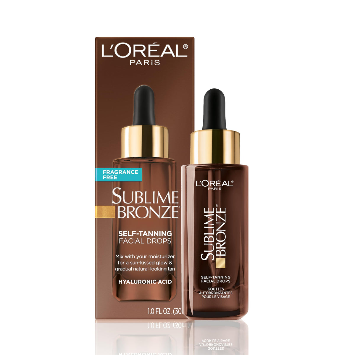 L'Oreal Paris Sublime Bronze Self Tanning Facial Drops with Hyaluronic Acid, Gradual Tan, Fragrance-Free, 1 fl. Oz L'Oreal Paris