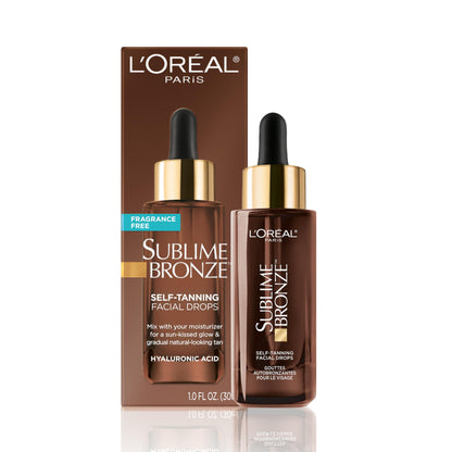 L'Oreal Paris Sublime Bronze Self Tanning Facial Drops with Hyaluronic Acid, Gradual Tan, Fragrance-Free, 1 fl. Oz L'Oreal Paris