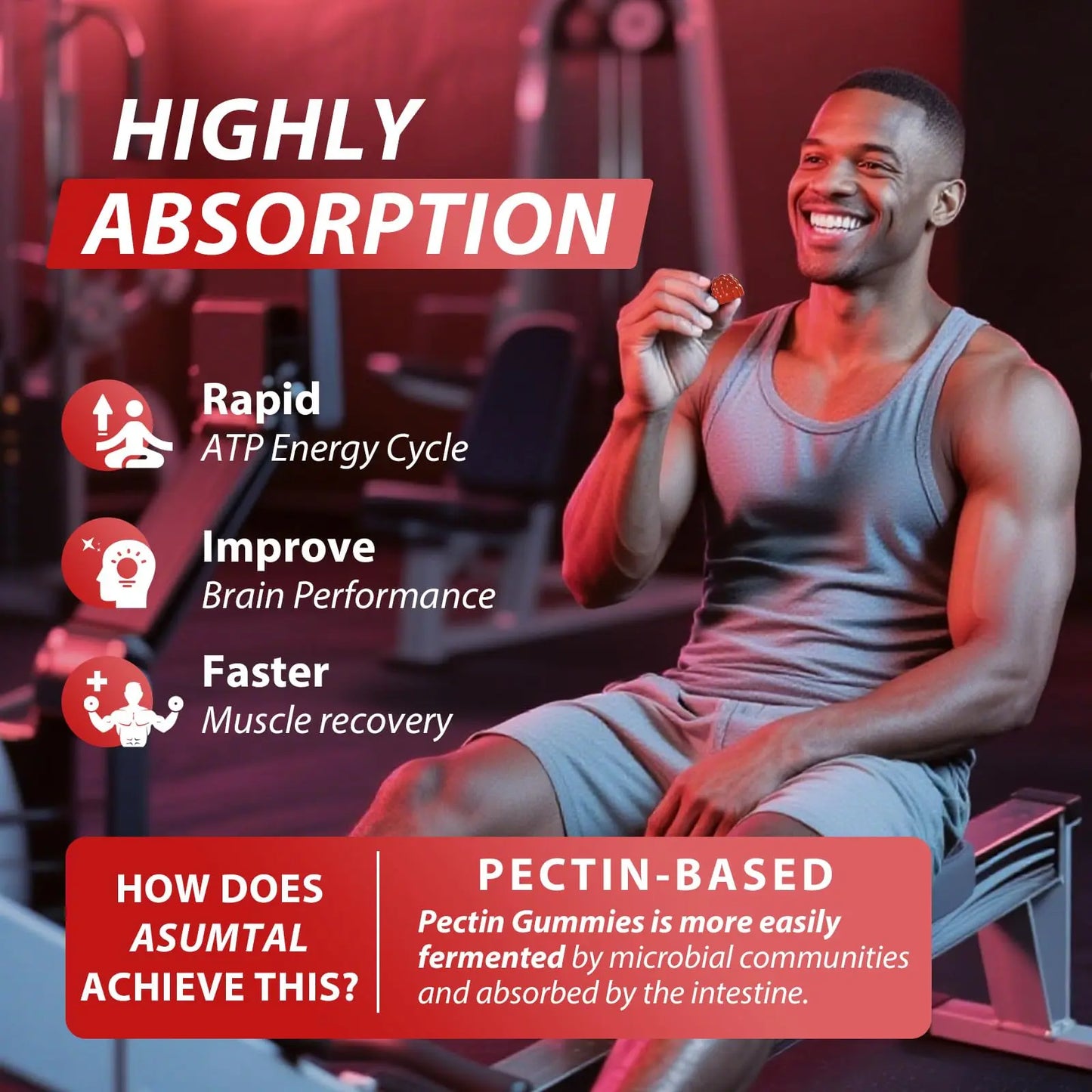 Asumtal Creatine Monohydrate Gummies for Men & Women, Creatine Monohydrate Supplement for Muscle Growth, Strength & Energy Support Asumtal
