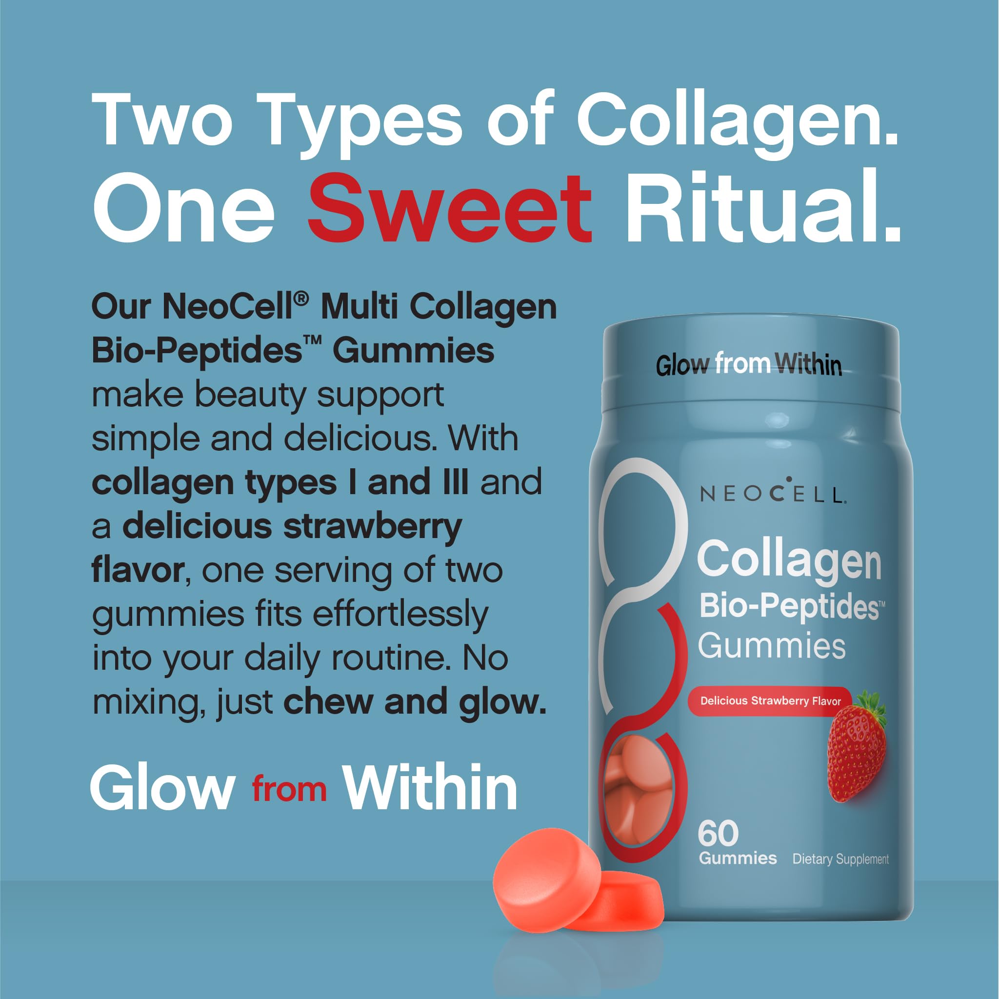 NeoCell Collagen Peptides Gummies | 60 Count | Types I & III | Advanced Formula Supplement | for Women and Men NeoCell buy australia supplements