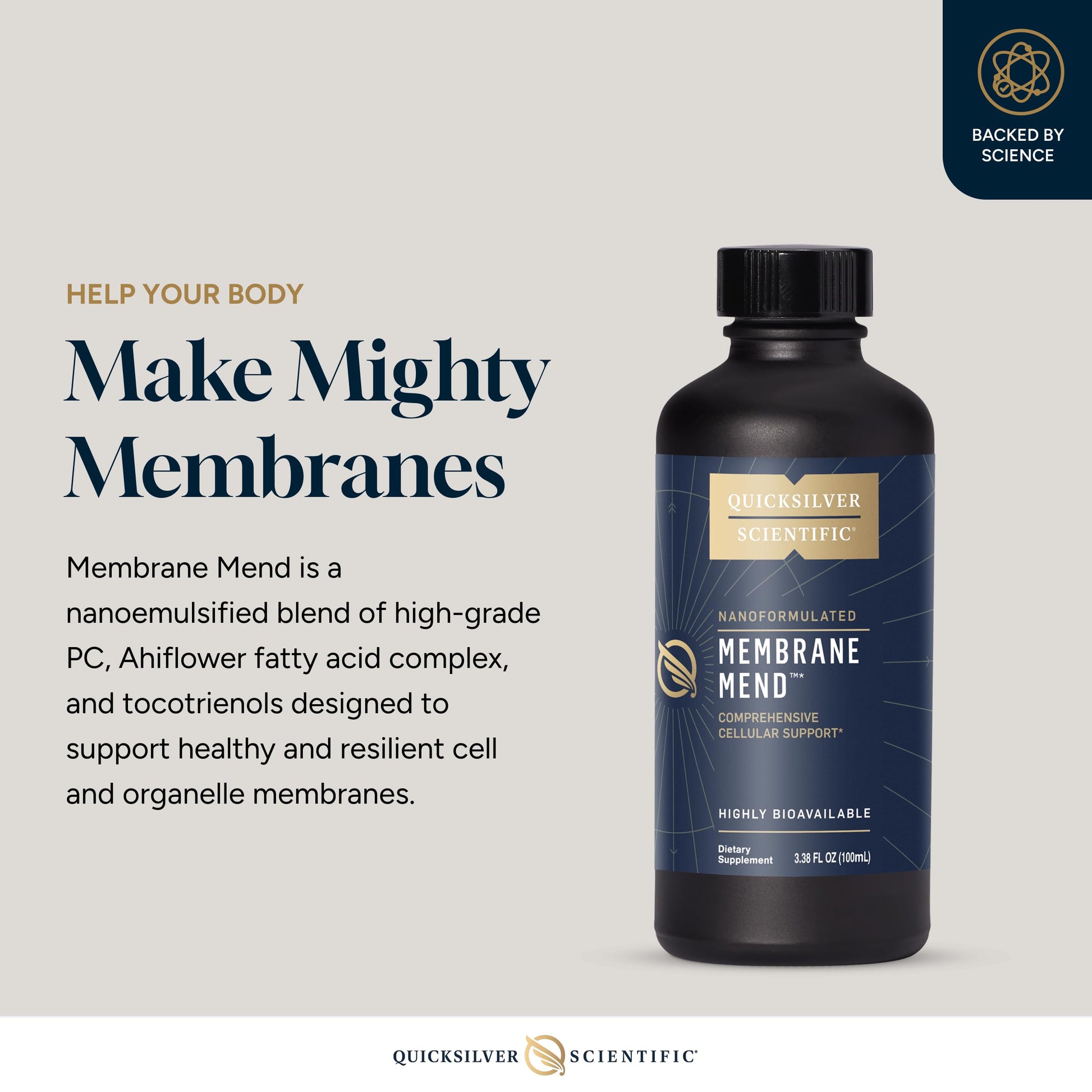Quicksilver Scientific Membrane Mend - Brain, Cellular & Healthy Aging Support with Phosphatidyl Choline (PC), Vitamin E Tocotrienols, Ahiflower Oil & Astaxanthin Supplements (3.38oz / 100ml) Quicksilver Scientific buy australia supplements