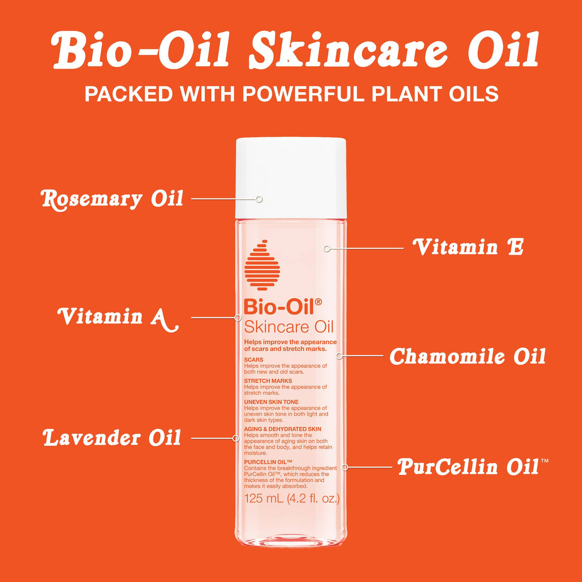 Bio-Oil Skincare Body Oil Serum for Scars and Stretch Marks, Face and Body Moisturizer with Vitamin E & A for Sensitive Dry Skin, Dermatologist Recommended, Non-Comedogenic, 4.2 Oz Bio-Oil