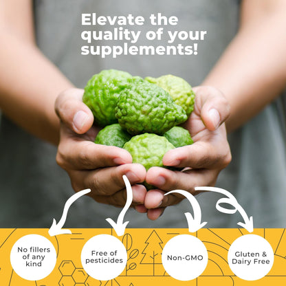 Citrus Bergamot Extract 1000mg Capsules — Natural 25:1 Citrus Bergamot Supplement with 50% Polyphenols Extract and Black Pepper Eleva Nutrition