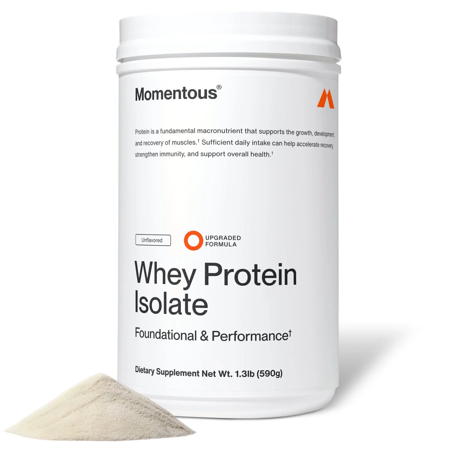 Momentous Essential Grass-Fed Whey Protein Powder - 20 g Whey Isolate Protein - NSF Certified for Sport - Gluten-Free - 25 Servings for Essential Everyday Use - Unflavored - Package May Vary Momentous