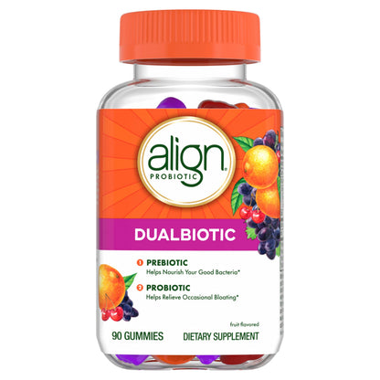Align Dualbiotic, Prebiotics and Probiotics for Women and Men, Probiotics for Digestive Health, Prebiotics Help Nourish Good Bacteria, Natural Fruit Flavors Align