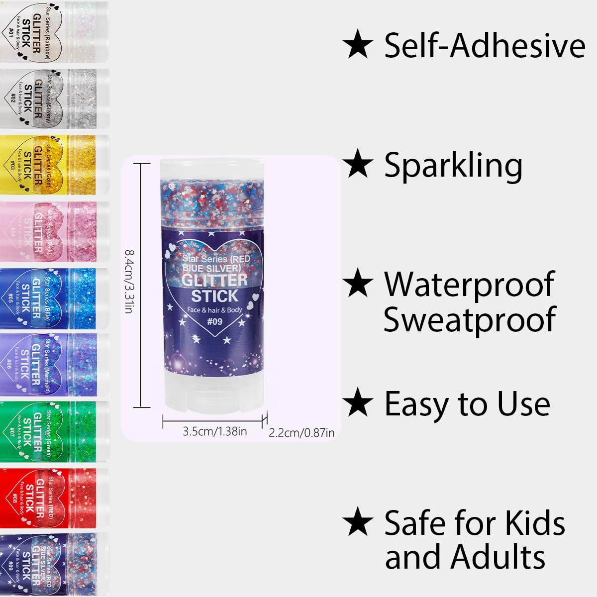Mysense Patriotic Red White and Blue Body Glitter Stick,4th of July Accessories,Sparkling Face Hair Glitter for 4th of July Outfits Women Kids,American Flag Makeup for Independence Day 250 Anniversary Mysense
