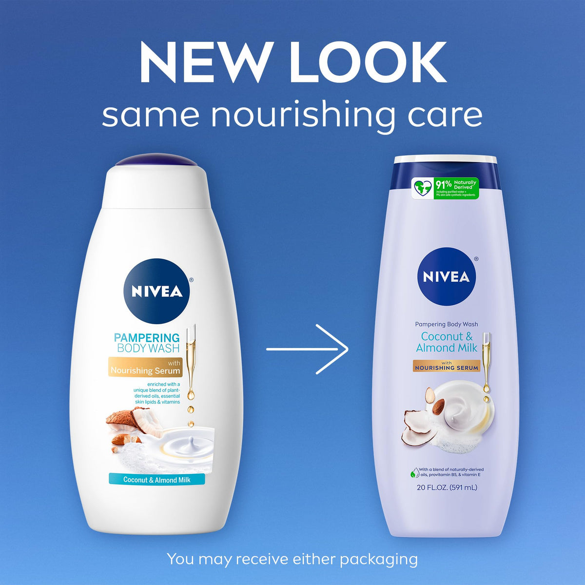 NIVEA Pampering Coconut and Almond Milk Body Wash, 20 FL OZ NIVEA