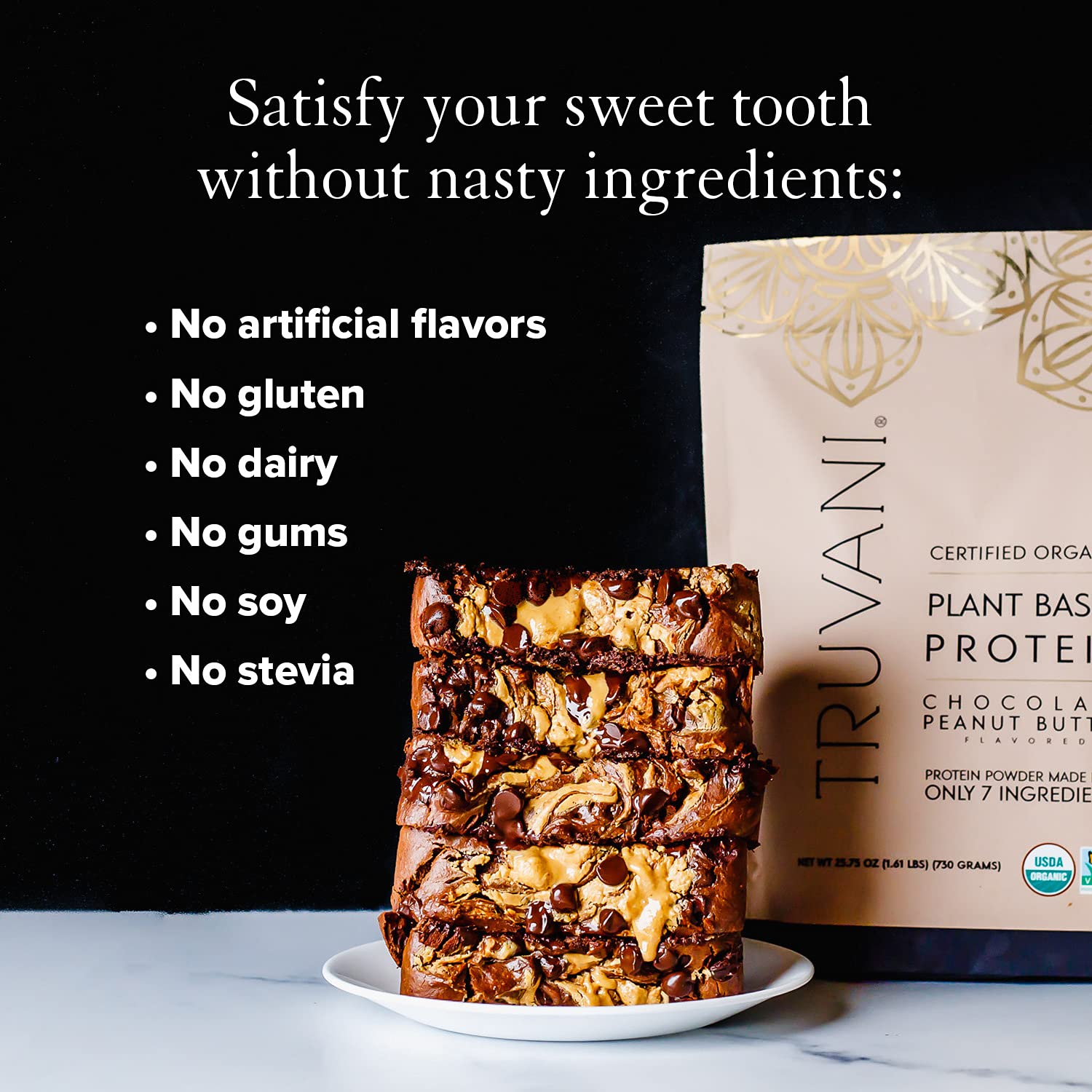 Truvani Vegan Chocolate Peanut Butter Protein Powder - 20g Plant-Based Protein, Gluten Truvani buy australia supplements