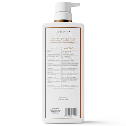 Native Moisturizing Body Wash, Clean & Gentle 24-Hour Hydration with Shea Butter, for Sensitive and Dry Skin, for Women & Men, Sulfate-free, Paraben-free, Cocoa Butter & Vanilla, 22 fl oz Native