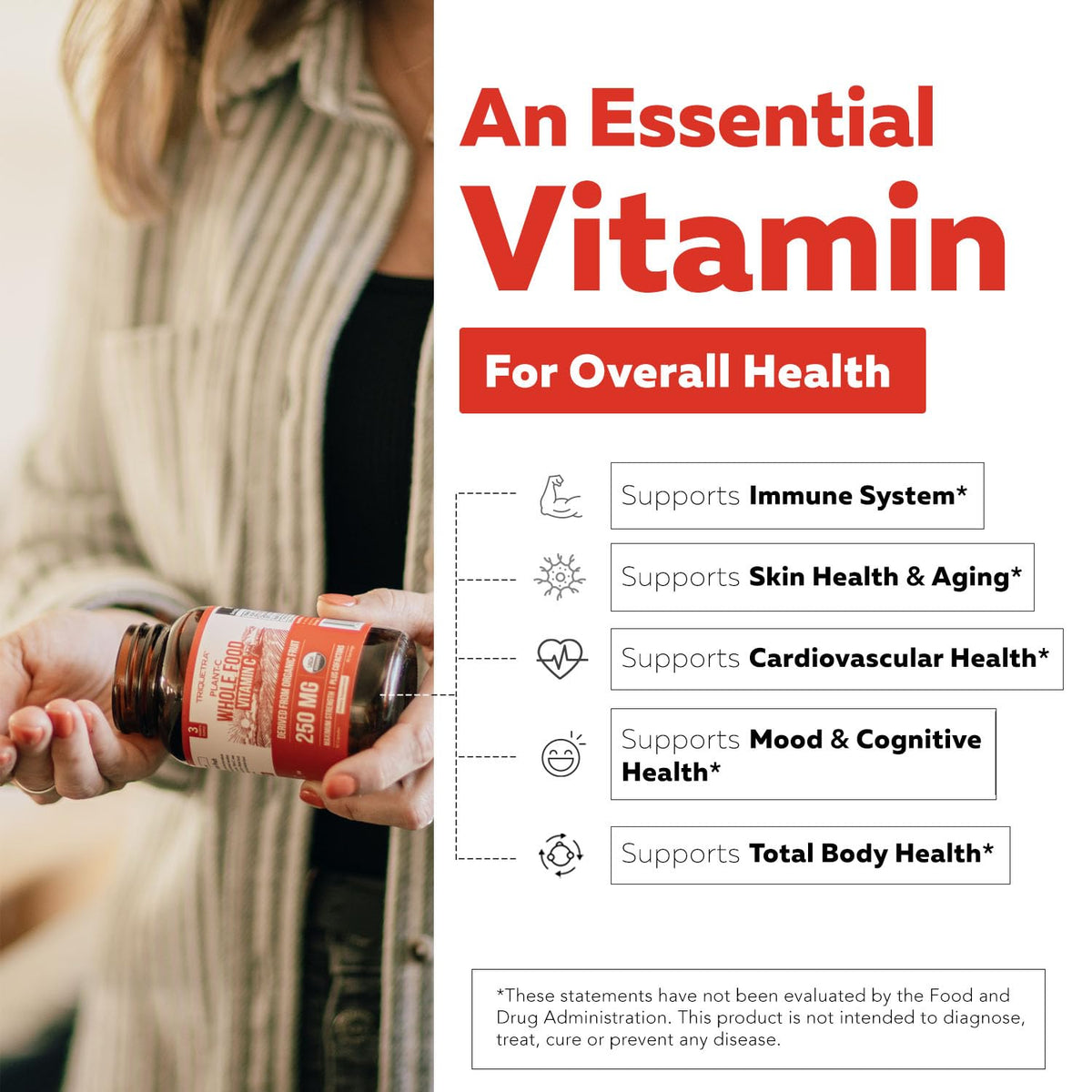 Organic Vitamin C | Whole Food Vitamin C from Fruit Plus Absorption Enhancing Cofactors - Vegan, Enhanced Bioavailability - Immune Support Triquetra Health