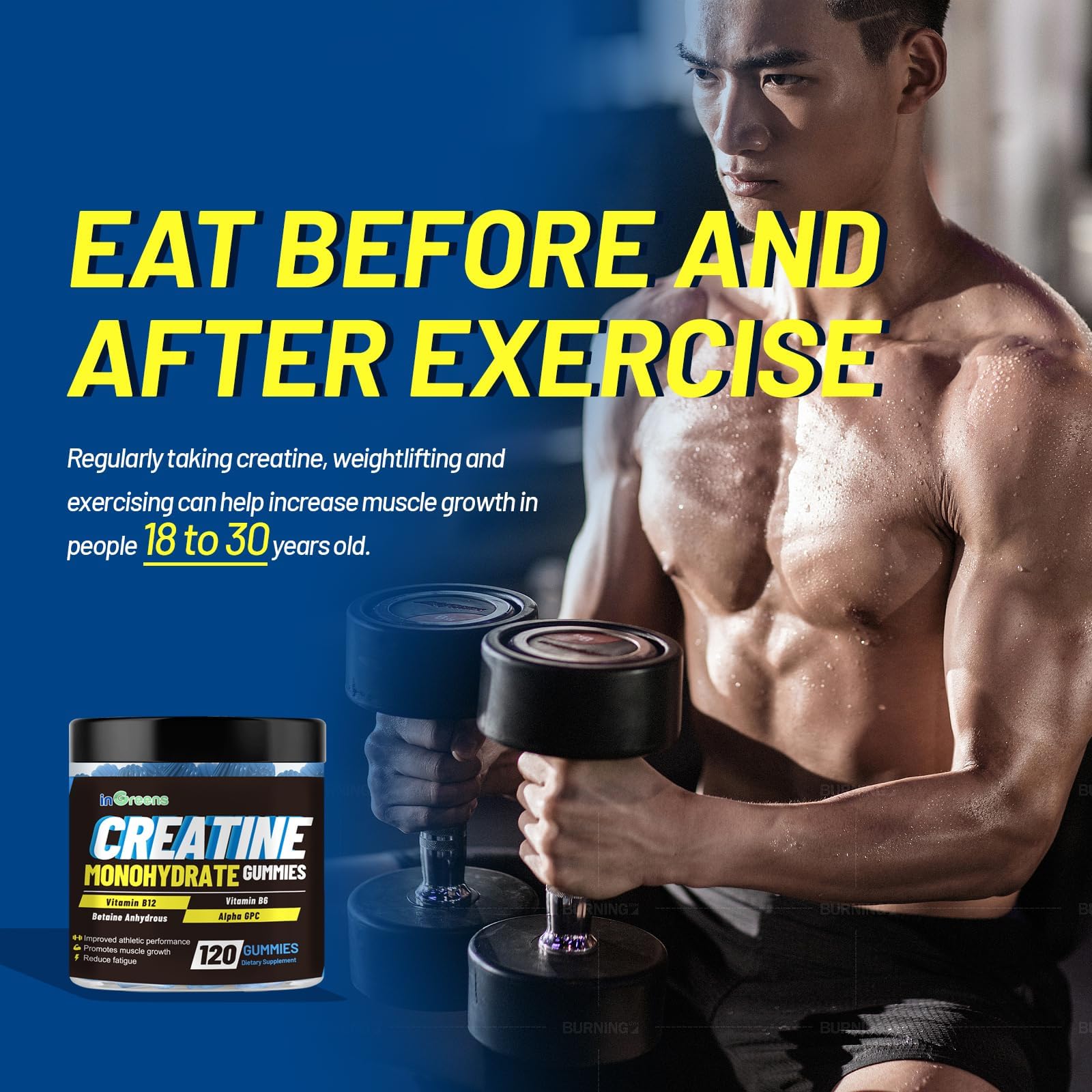 inGreens Creatine Monohydrate Gummies 6g per Serving, Sugar Free Creatine Supplements for Men & Women, Chewable Creatine for Muscle Growth, Strength, Energy inGreens buy australia supplements