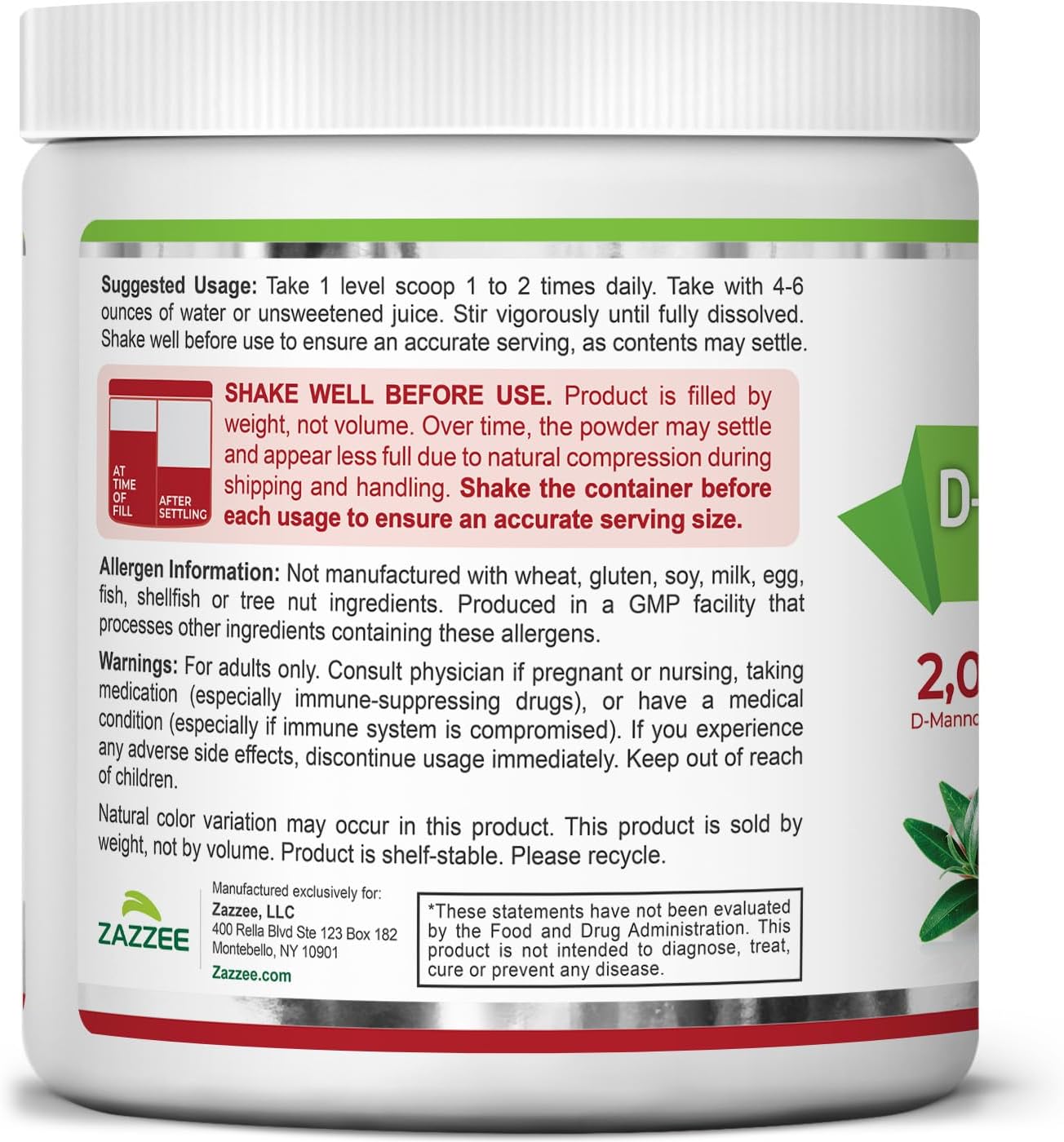 Zazzee D-Mannose Powder Plus, 2000 mg, 67 Servings, Free Scoop, Made in USA | Plus 5 Billion CFU Probiotics and Pure Cranberry Juice Extract, Kosher, 6.67 oz, Urinary Tract & Bladder Support, Non-GMO Gsupps Australia