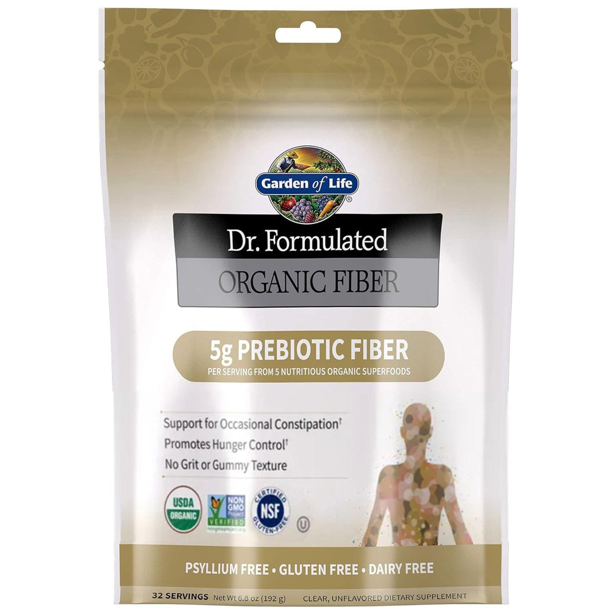 Garden of Life Dr. Formulated Organic Fiber Powder, Unflavored, Prebiotic Superfood Fiber Supplement, Constipation Relief Garden of Life