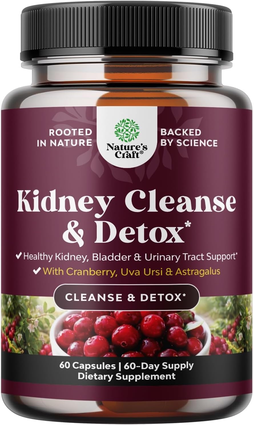 Advanced Kidney Cleanse Support - Cranberry Supplement - 60 Capsules | Kidney Support Supplement with Uva Ursi, Stinging Nettle Leaf & Astragalus - Urinary Tract Support - Vegan - 60 Servings Gsupps Australia