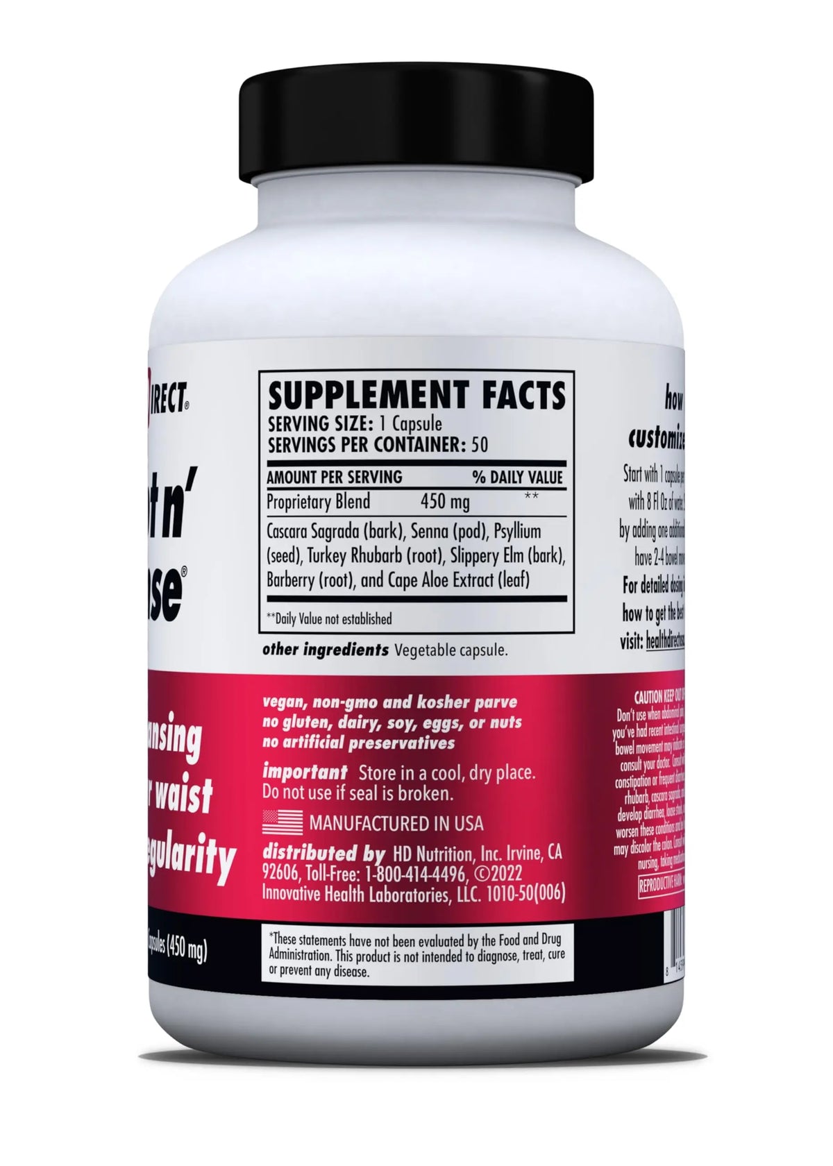 HEALTH DIRECT Sculpt n' Cleanse - Herbal Colon Cleanse for Digestive Health & Regularity - Natural Detox & Gut Flush Supplement - 50 Veggie Capsules HEALTH DIRECT