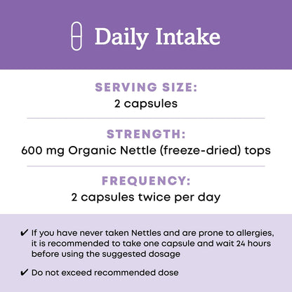 Oregon's Wild Harvest Certified Organic Nettle Capsules with Stinging Hairs, Allergy Supplement, 600 mg, 90 Capsules, Color value Gsupps Australia