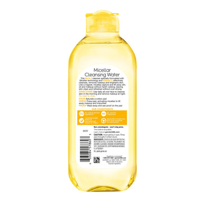 Garnier Micellar Water with Vitamin C, Facial Cleanser & Makeup Remover, Brightening & Hydrating, For All Skin Types, Vegan, Cruelty Free, 13.5 Fl Oz (400mL), 1 Count Garnier