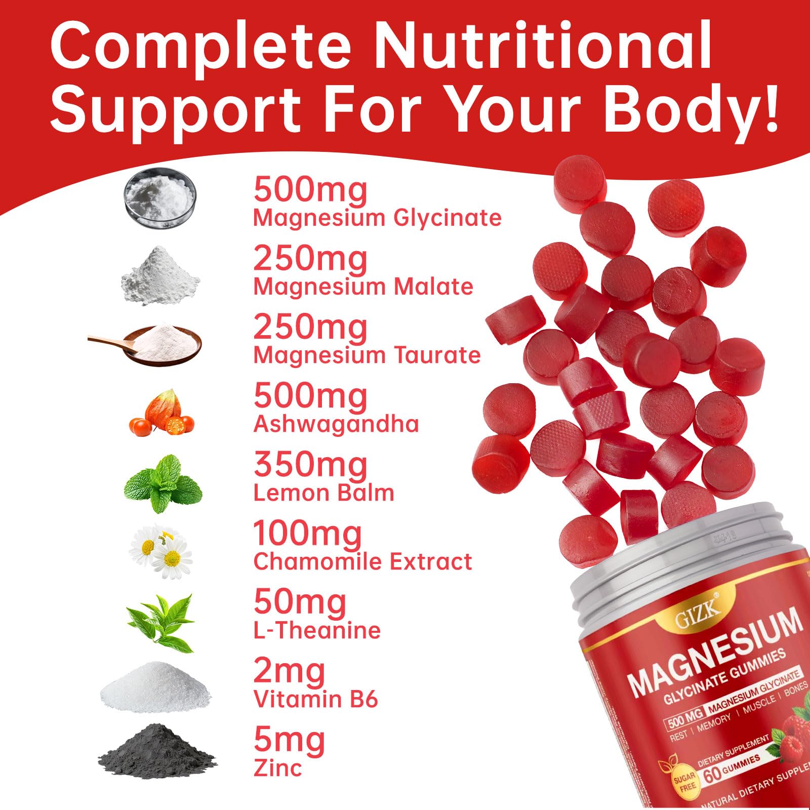Magnesium Glycinate Gummies 500mg – Sugar Free Magnesium Gummies for Sleep, Stress, Muscle & Nerve Support – for Adults & Kids 4+, Vegan, No Melatonin (Raspberry Flavor, 60 Count) SAYIDON buy australia supplements
