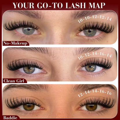 Flaunt Lash Clusters Wispy Eyelash Clusters 10-16mm Volume Cluster Eyelash Extensions Faux Mink D Curl Lashes Clusters Spider Individual Lashes Extensions with Wide Band by Pleell Pleell