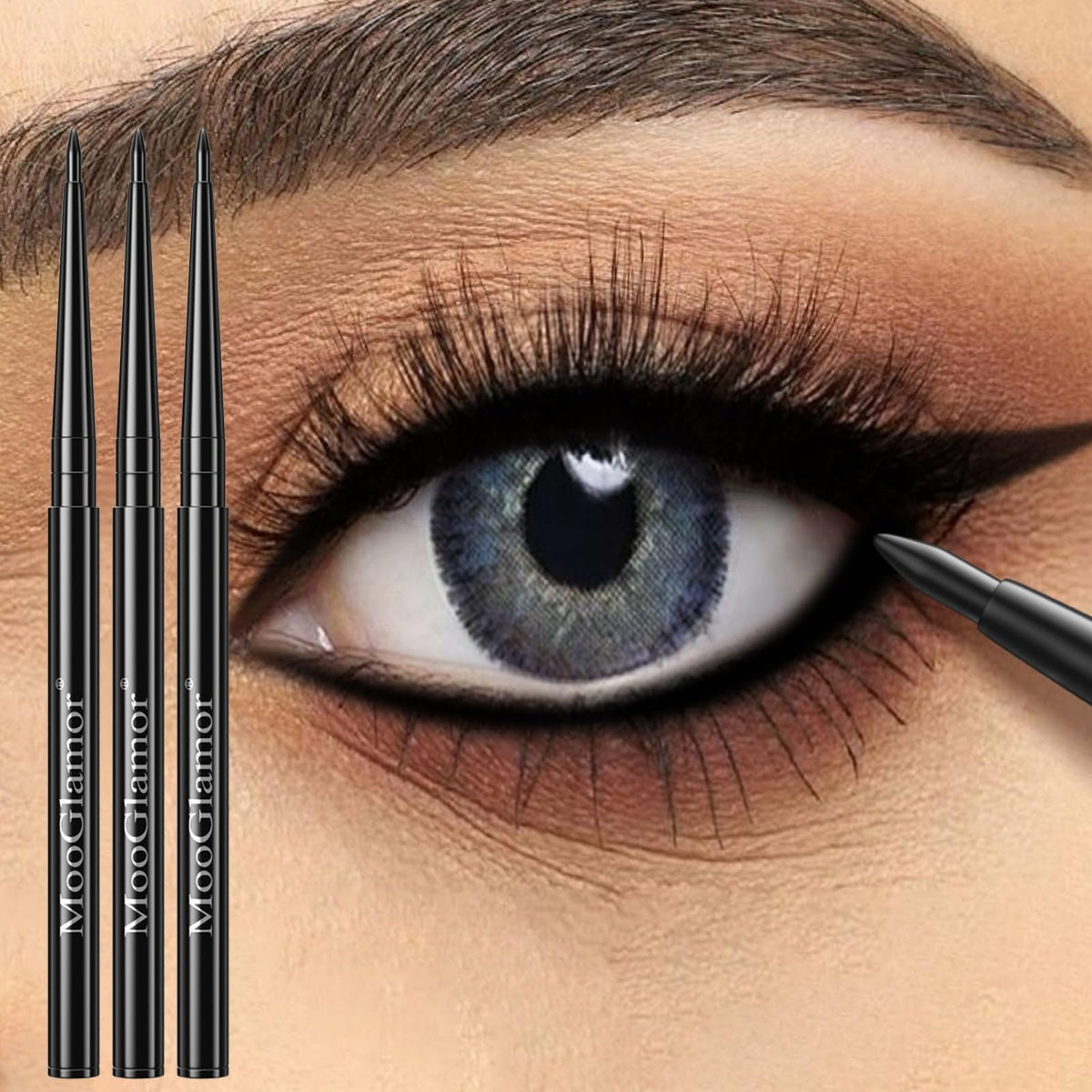 MooGlamor 12 Pack Black Gel Eyeliner Pencil Waterproof Retractable Eyeliner MooGlamor