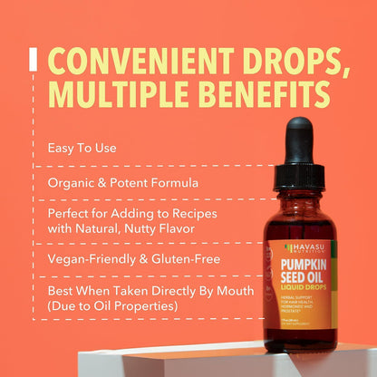 Organic Pumpkin Seed Oil Cold-Pressed, USDA Certified, Unflavored, 1 Fl Oz | Vegan, Non-GMO Pumpkin Seed Liquid Drops for Men and Women, Hair Health, Hormone Balance, and Prostate Health, 2-Month Supply Gsupps Australia