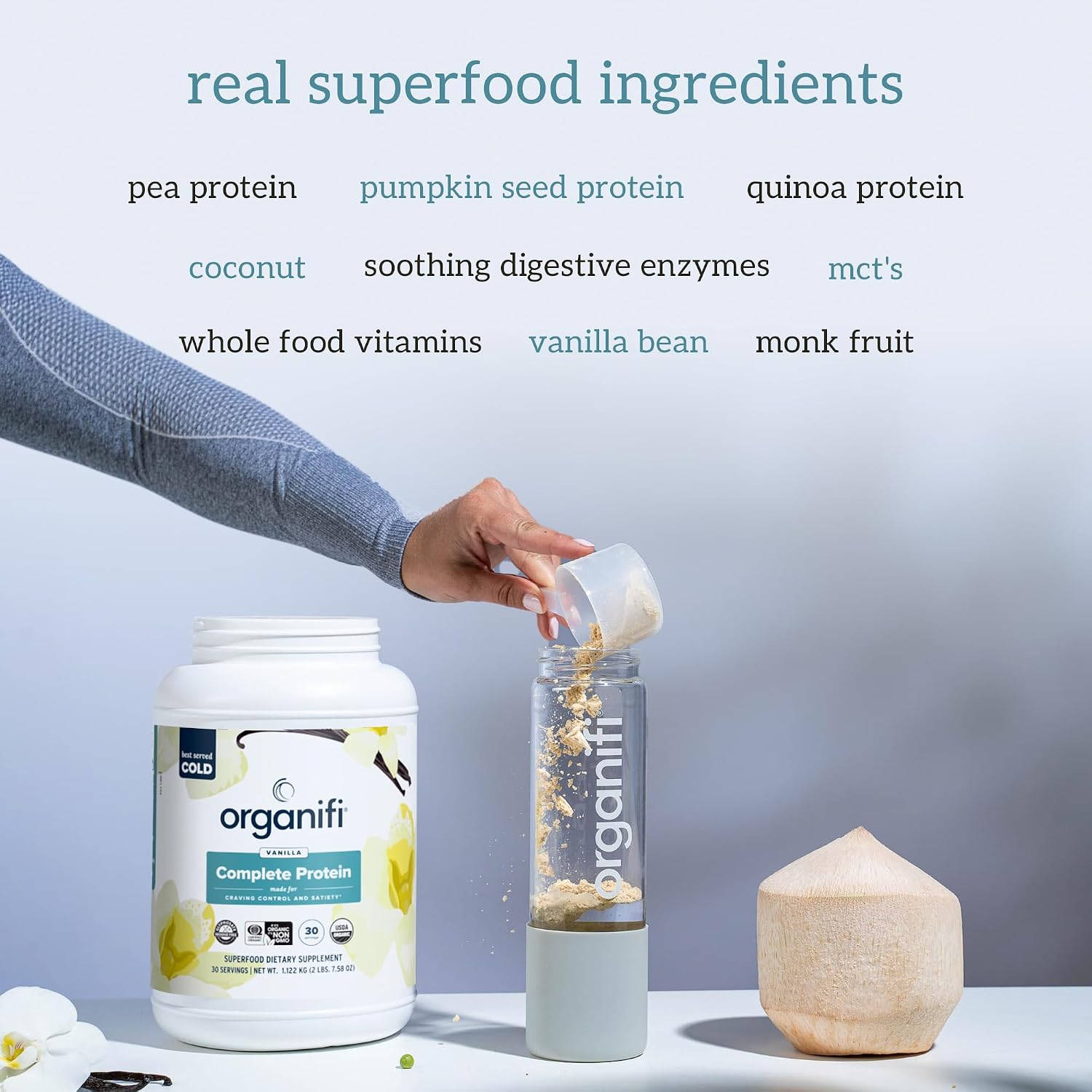 Organifi Complete Protein Vanilla Flavor - Organic Vegan Plant Based Protein Powder with Digestive Enzymes - 30 Day Supply - No Soy, Dairy, or Gluten Gsupps Australia