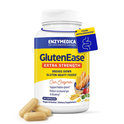 Enzymedica - GlutenEase Extra Strength, Complete Gluten & Casein Formula with Digestive Enzymes + DPP-IV, 30 Capsules Enzymedica