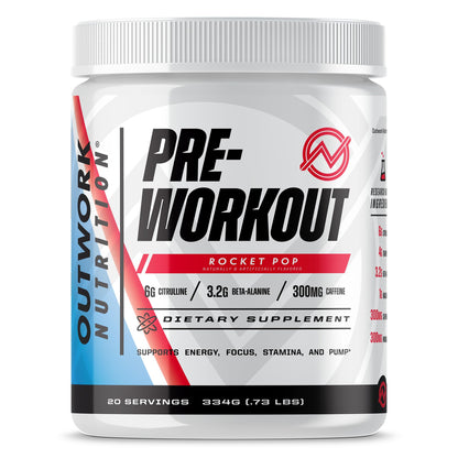 Outwork Nutrition Preworkout for Men & Women - Nootropic Pre Workout Without Creatine, Pre-Workout Powder with Taurine Rhodiola Citrulline Malate Beta Alanine Caffeine (Tropical Candy)