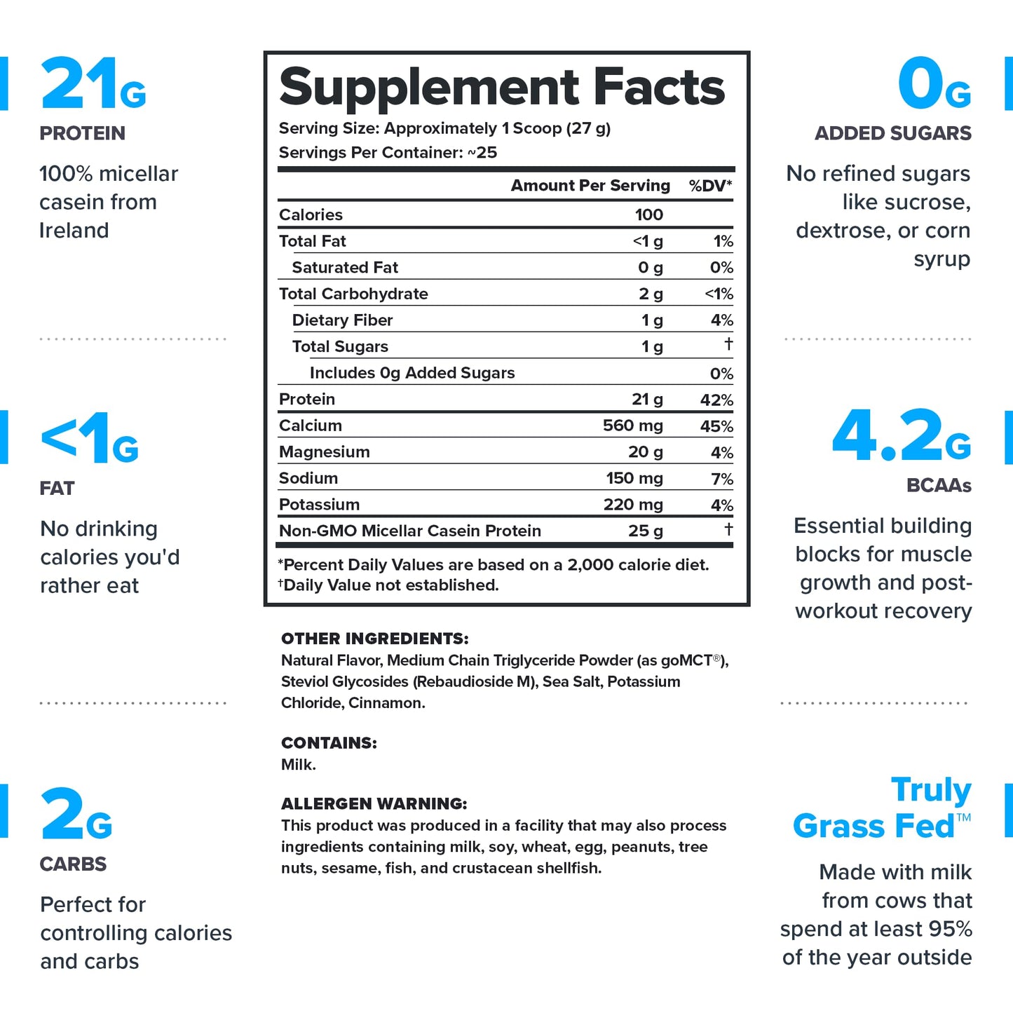 LEGION Casein Protein Powder (Dutch Chocolate) - Slow-Release Micellar Casein Protein Powder - Non-GMO, Gluten-Free & Naturally Sweetened from Grass-Fed Cows (25 Servings)