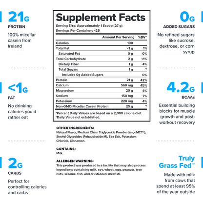 LEGION Casein Protein Powder (Dutch Chocolate) - Slow-Release Micellar Casein Protein Powder - Non-GMO, Gluten-Free & Naturally Sweetened from Grass-Fed Cows (25 Servings)