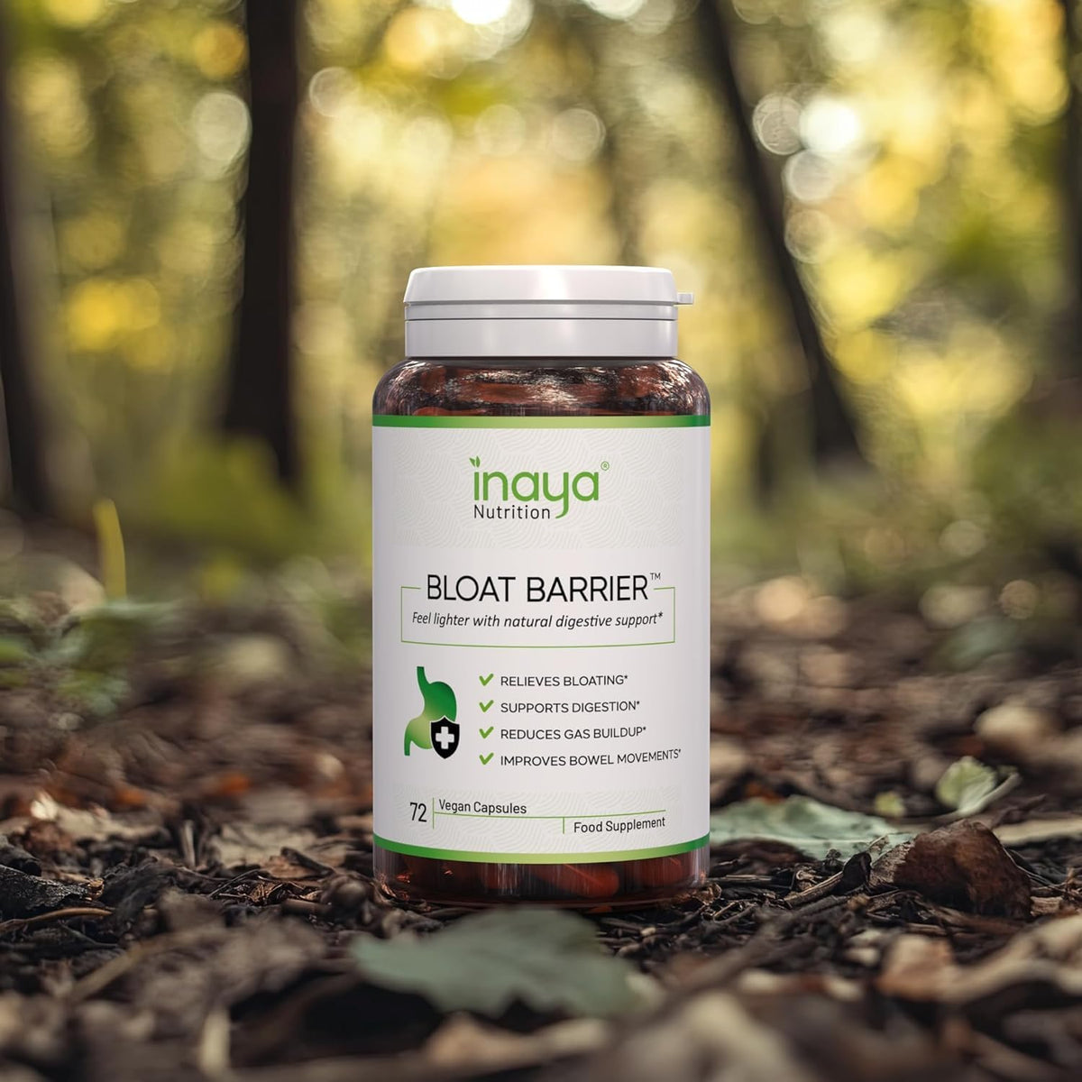 Inaya Nutrition BloatBarrier 72 Capsules - Natural Digestion and Bloating Supplement for Stomach Bloating Relief, Gas Reduction, and Improved Bowel Movements Inaya Nutrition