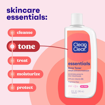 Clean & Clear Essentials Oil-Free Acne Toner, 2% Salicylic Acid, 8 fl oz Clean & Clear