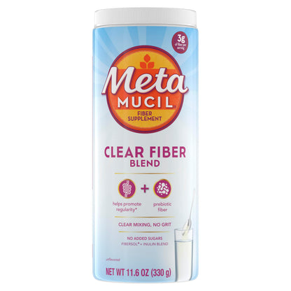 Metamucil Fiber Supplement, Unflavored Clear Mixing Powder, No Grit, No Sugar Added, Plant Based Prebiotic Fiber Supplement Metamucil