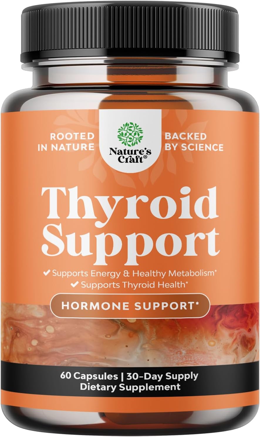 Natures Craft Herbal Thyroid Support Complex - Potent Kelp Iodine Supplement with L Tyrosine, Bladderwrack, Selenium & Ashwagandha for Hormone Balance - Mood & Energy Dietary Pills - 60 Count Gsupps Australia