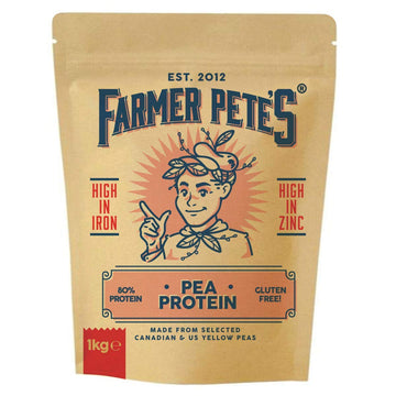 Farmer Pete's Pea Protein Powder 1kg - Dairy Free, Gluten Free, Natural Plant Based Vegan Protein Powder Isolate (1kg) Farmer Pete's buy australia supplements