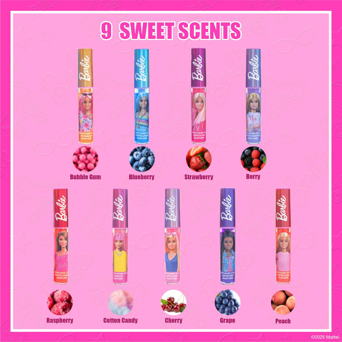 Barbie Lip Gloss Set with Display Stand, Plant-Based, Ages 3+ Townley Girl