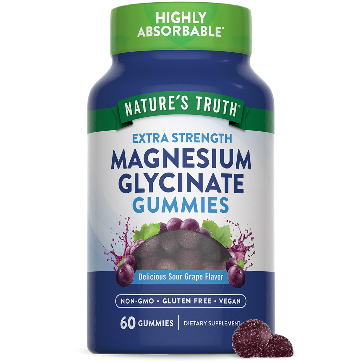 Nature's Truth Magnesium Glycinate Gummies | 60 Count | Sour Grape Flavor | Vegan, Non-GMO & Gluten Free Supplement Nature's Truth