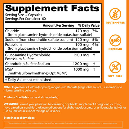 Doctor's BEST Glucosamine Chondroitin MSM - Joint Health Support Supplement for Women & Men, Nutritional Support for Joint Strength, Hair, Skin, & Nails Doctor's BEST