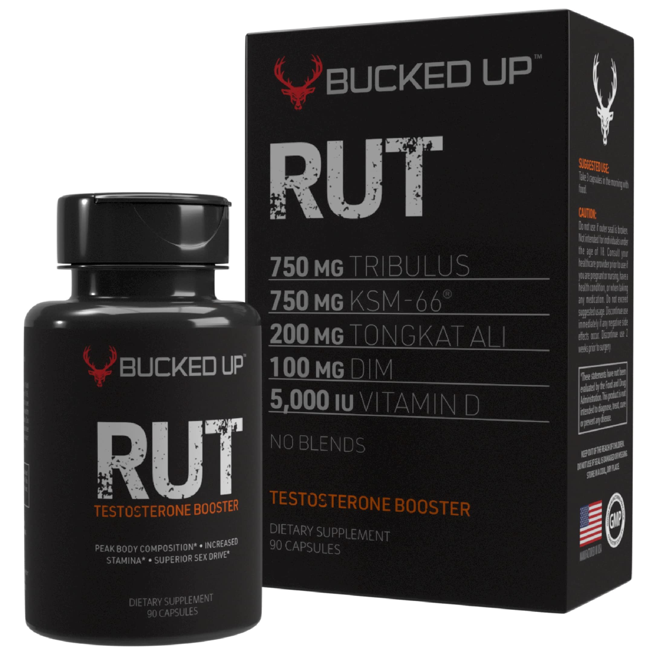 Bucked Up RUT - Testo Booster - Best All-Natural Test Formula for Men - Energy, Endurance, Strength, and Stamina Booster - Muscle Composition Aid - Male Supplements (90 Capsules/Pills) TyeinGo buy australia supplements