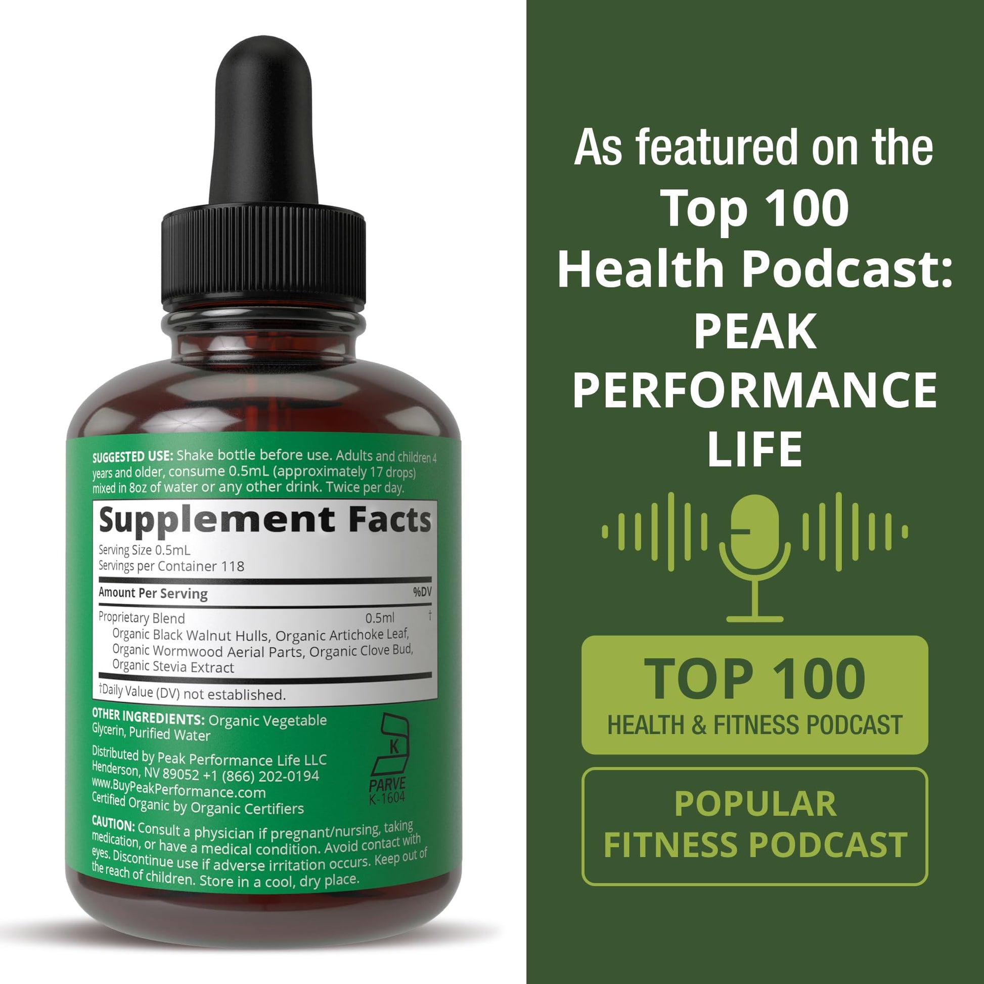 USDA Organic Wormwood Black Walnut Clove Drops Cleanse for Humans. Sugar Free Supplement for Intestinal Cleanse, Detox Support for Adults and Kids. with Artichoke and Clove Bud. Kosher, No GMOs Peak Performance buy australia supplements