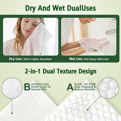 Disposable Face Towels 100 Count, Biodegradable Ultra Soft & Thick Facial Towels for Sensitive Skin, Lint-Free Makeup Remover Dry Wipes, Multi-Purpose Cleansing Towelettes for Face Wipes, Skincare KeeiZoes