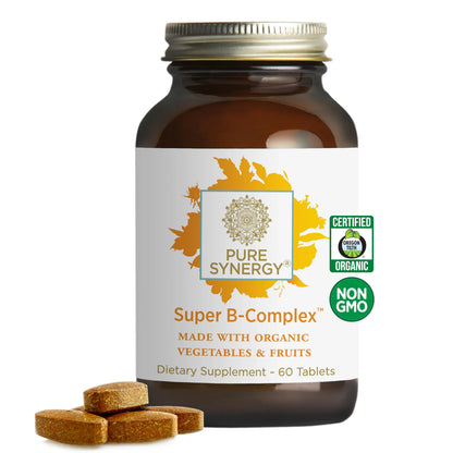 PURE SYNERGY Super B-Complex | Vitamin B Complex Made with Organic Whole Foods | Vegan Supplement with Natural Vitamin B12, Niacin, and Folate | for Energy PURE SYNERGY
