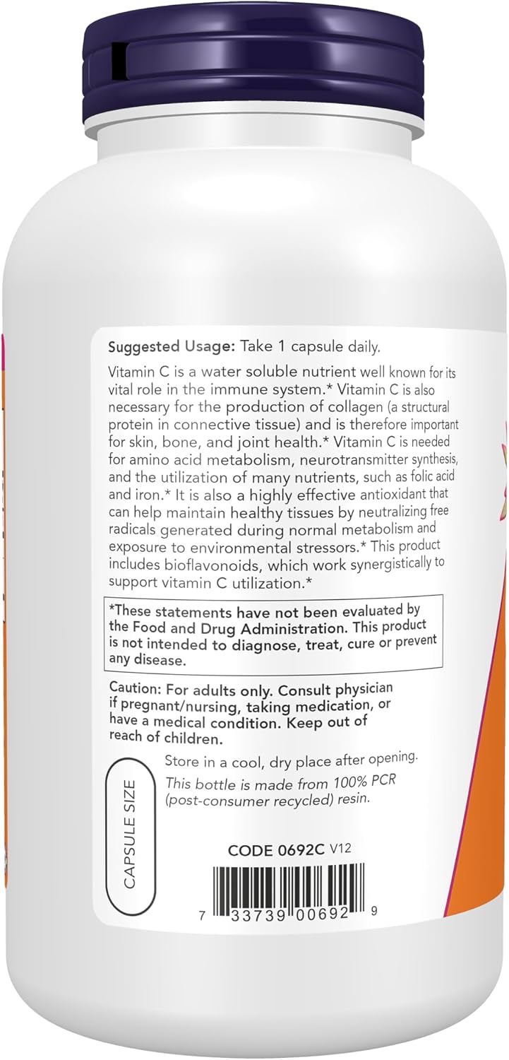 NOW Foods Supplements, Vitamin C-1,000 with 100 mg of Bioflavonoids, Antioxidant Protection*, 250 Veg Capsules Gsupps Australia
