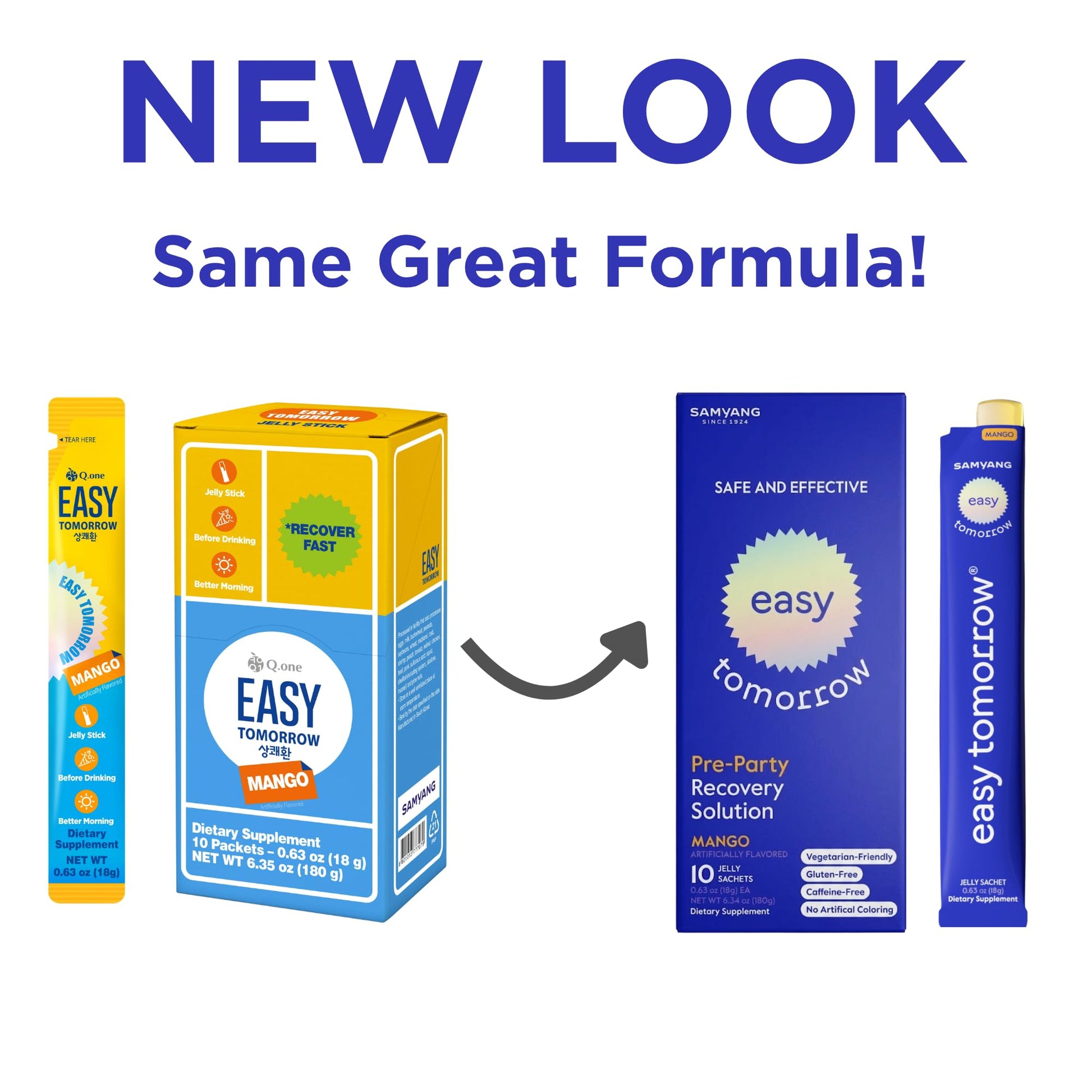 EASY TOMORROW - Natural Energy & Morning Vitality Jelly Stick - Daily Korean Skin Health Supplement & After Drinking Support with DHM & Glutathione - K-Beauty Inspired (Mango Flavor, 10 Sticks) EASY TOMORROW buy australia supplements