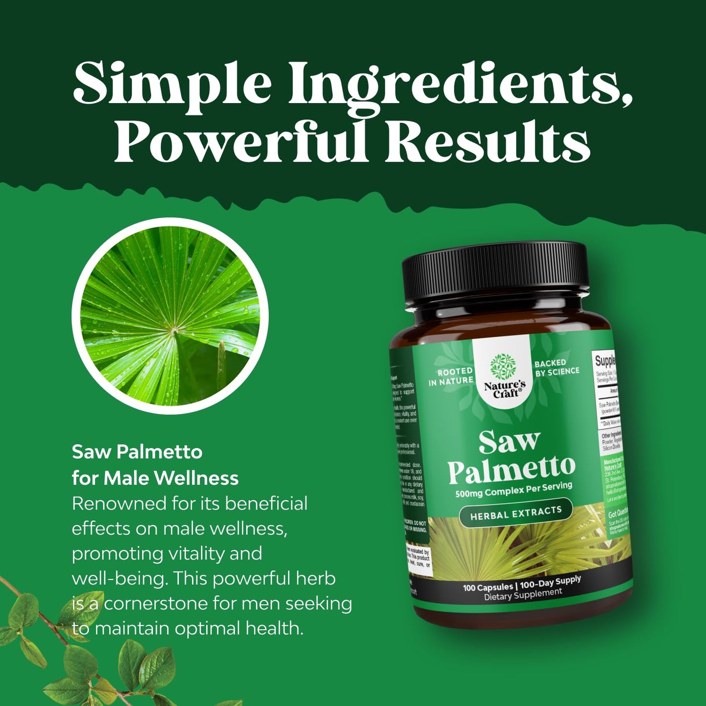 Extra Strength Saw Palmetto Extract - Advanced Herbal Complex for Hair Health and Urinary Support with Plant Sterols & Flavonoids - Potent Herbal Supplement with 500mg per Serving - 100 Count Gsupps Australia