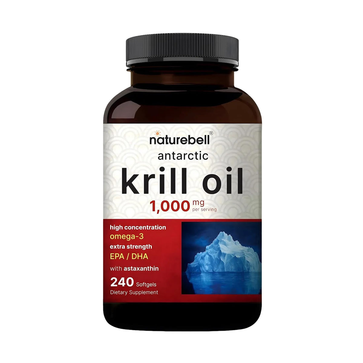 NatureBell Antarctic Krill Oil 1,000mg - 240 Softgels - Omega-3 Heart, Joint & Immune Health Support* NatureBell