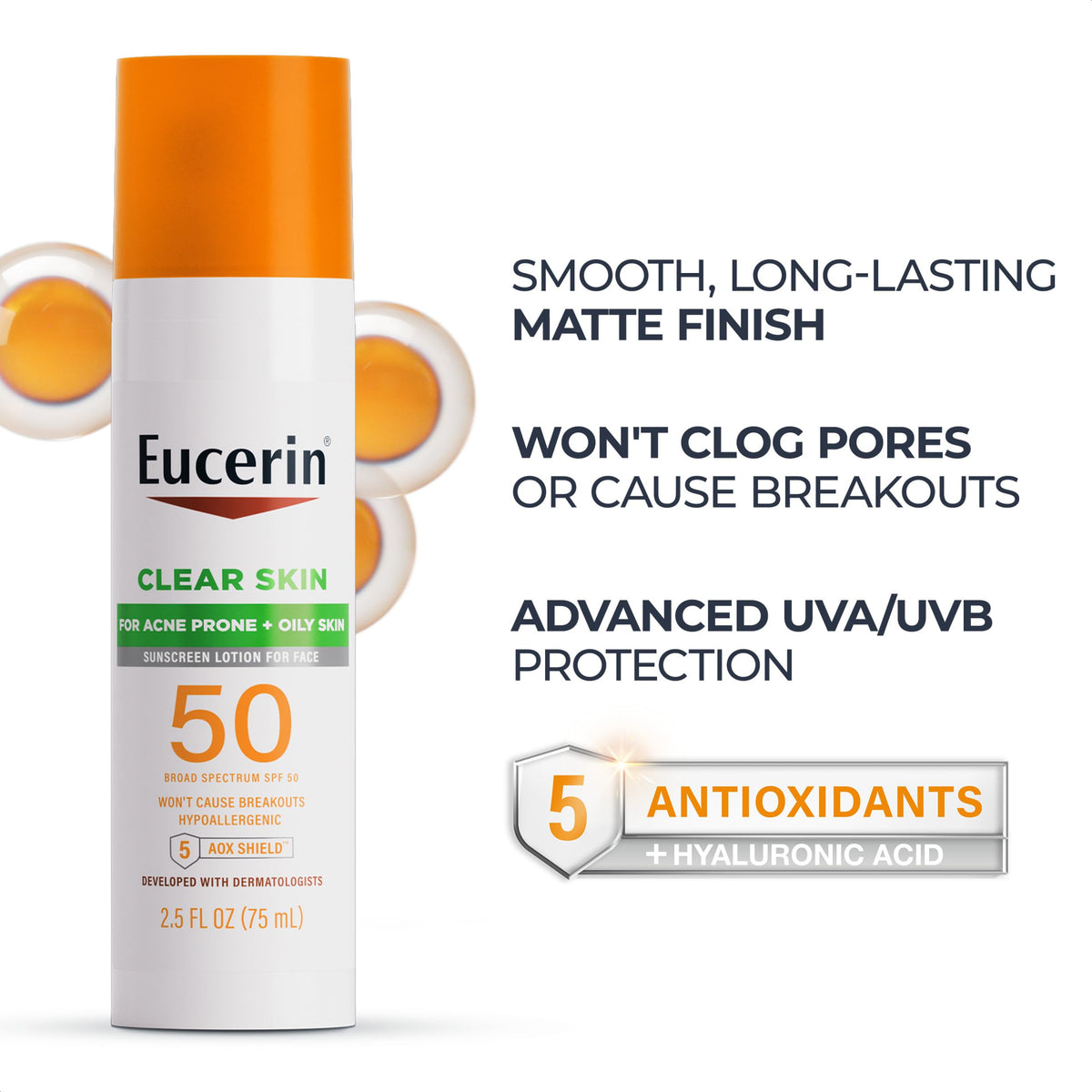 Eucerin Clear Skin Face Sunscreen Lotion, SPF 50, 2.5 FL OZ Eucerin