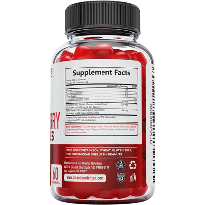 Atlantis Nutrition Tart Cherry Gummies with Celery Seed Extract - Advanced Uric Acid Cleanse for Immediate Relief | Joint Relief & Recovery Atlantis Nutrition