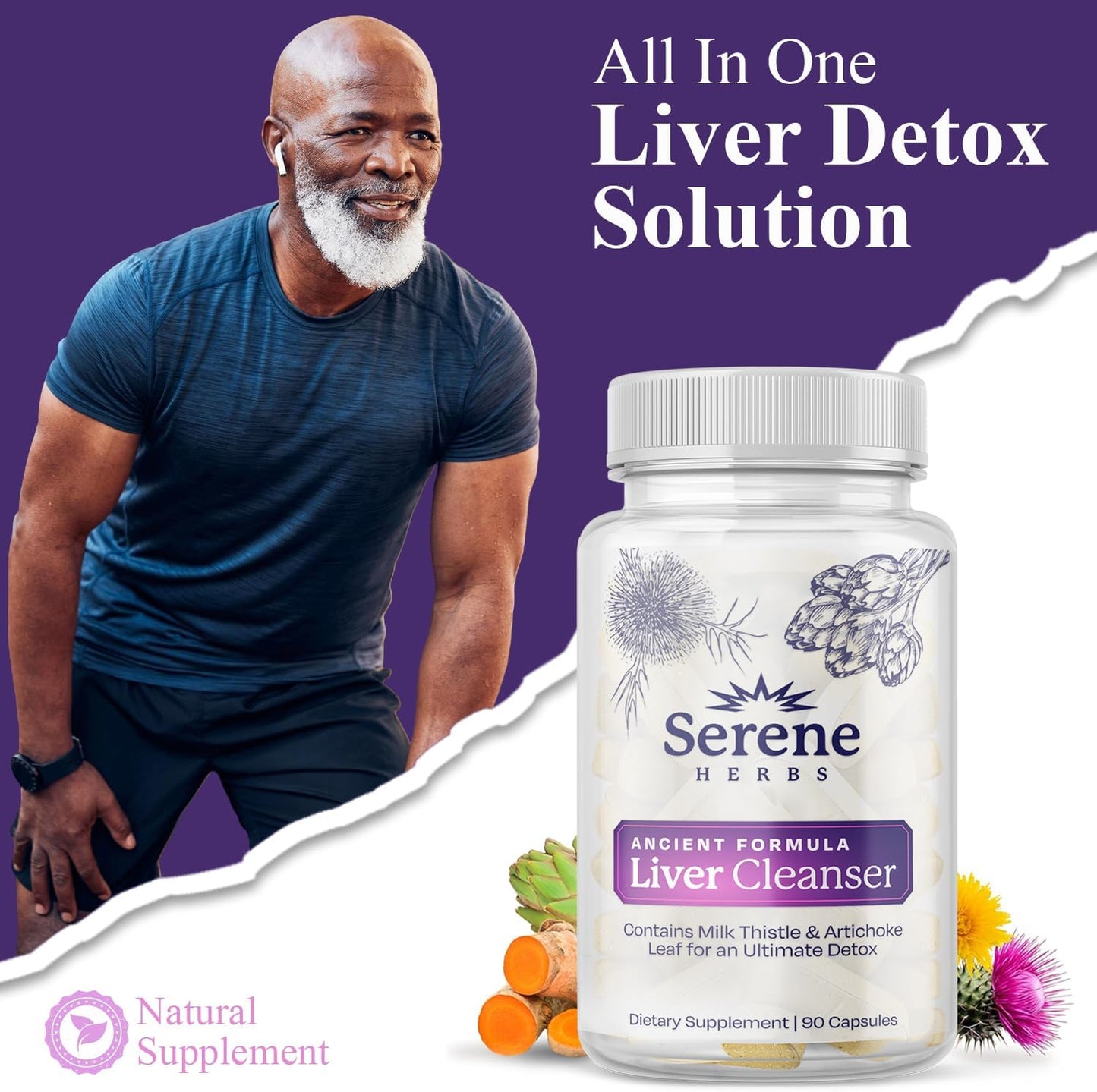 Serene Herbs Liver Cleanse Detox & Repair Formula – Pure Health Liver Support with Milk Thistle, Artichoke & Dandelion Root for Fatty Liver & Liver Health Herbal Detox Supplement Capsules (60 Count)